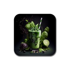 Drink Spinach Smooth Apple Ginger Rubber Square Coaster (4 Pack) by Ndabl3x