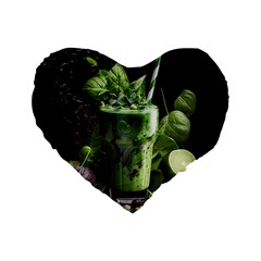 Drink Spinach Smooth Apple Ginger Standard 16  Premium Flano Heart Shape Cushions by Ndabl3x