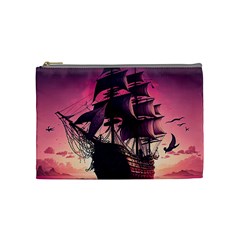 Ship Pirate Adventure Landscape Ocean Sun Heaven Cosmetic Bag (medium)