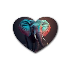 Elephant Tusks Trunk Wildlife Africa Rubber Heart Coaster (4 Pack) by Ndabl3x