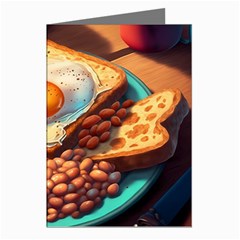 Breakfast Egg Beans Toast Plate Greeting Cards (pkg Of 8) by Ndabl3x