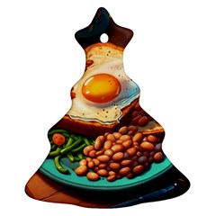 Breakfast Egg Beans Toast Plate Ornament (christmas Tree)  by Ndabl3x