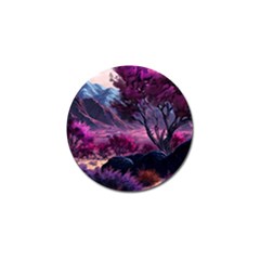 Landscape Painting Purple Tree Golf Ball Marker by Ndabl3x