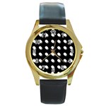 Background Dots Circles Graphic Round Gold Metal Watch