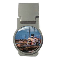 End Of The World: Nautical Memories At Ushuaia Port, Argentina Money Clips (round)  by dflcprintsclothing