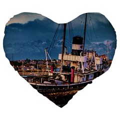End Of The World: Nautical Memories At Ushuaia Port, Argentina Large 19  Premium Flano Heart Shape Cushions by dflcprintsclothing