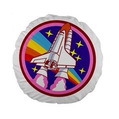 Badge-patch-pink-rainbow-rocket Standard 15  Premium Round Cushions by Wav3s