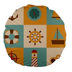 Nautical-elements-collection Large 18  Premium Round Cushions by Wav3s