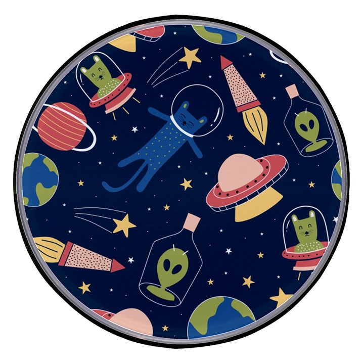 Seamless-pattern-with-funny-aliens-cat-galaxy Wireless Fast Charger(Black)