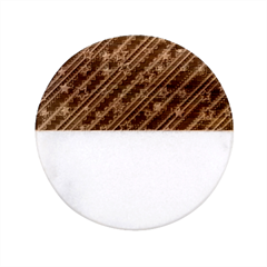Christmas Paper Star Texture Classic Marble Wood Coaster (round)  by Ndabl3x