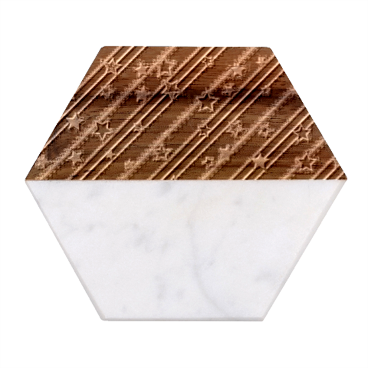 Christmas Paper Star Texture Marble Wood Coaster (Hexagon) 
