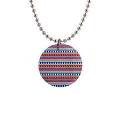 Christmas Color Stripes Pattern 1  Button Necklace by Ndabl3x