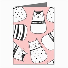 Cute Cats Cartoon Seamless-pattern Greeting Cards (pkg Of 8) by Vaneshart