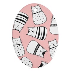 Cute Cats Cartoon Seamless-pattern Oval Ornament (two Sides) by Vaneshart