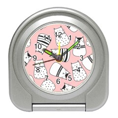 Cute Cats Cartoon Seamless-pattern Travel Alarm Clock by Vaneshart