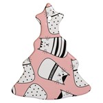 Cute Cats Cartoon Seamless-pattern Christmas Tree Ornament (Two Sides) Back