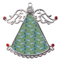 Fishes Pattern Background Theme Metal Angel With Crystal Ornament by Vaneshop