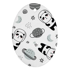 Panda Floating In Space And Star Ornament (oval) by Wav3s