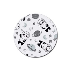 Panda Floating In Space And Star Rubber Coaster (round) by Wav3s