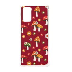 Woodland Mushroom And Daisy Seamless Pattern On Red Background Samsung Galaxy Note 20 Tpu Uv Case by Wav3s