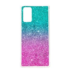 Pink And Turquoise Glitter Samsung Galaxy Note 20 Tpu Uv Case by Wav3s