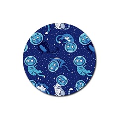 Cat Spacesuit Space Suit Astronaut Pattern Rubber Round Coaster (4 Pack) by Wav3s