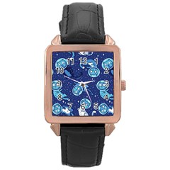 Cat Spacesuit Space Suit Astronaut Pattern Rose Gold Leather Watch  by Wav3s
