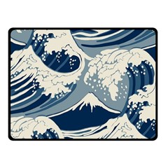 Japanese Wave Pattern Fleece Blanket (small) by Wav3s