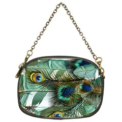 Peacock Feathers Blue Green Texture Chain Purse (one Side) by Wav3s