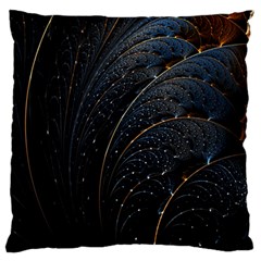 Abstract Dark Shine Structure Fractal Golden Large Premium Plush Fleece Cushion Case (one Side) by Vaneshop