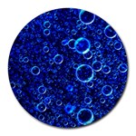 Blue Bubbles Abstract Round Mousepad