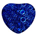 Blue Bubbles Abstract Heart Glass Fridge Magnet (4 pack)