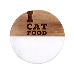 I Love Cat Food Classic Marble Wood Coaster (round)  by ilovewhateva