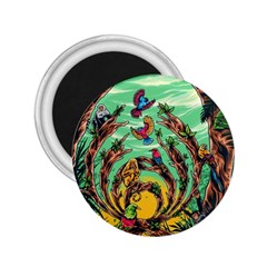 Monkey Tiger Bird Parrot Forest Jungle Style 2 25  Magnets by Grandong