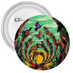 Monkey Tiger Bird Parrot Forest Jungle Style 3  Buttons by Grandong
