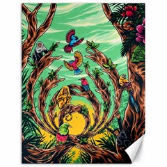 Monkey Tiger Bird Parrot Forest Jungle Style Canvas 18  X 24  by Grandong