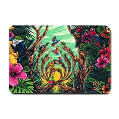Monkey Tiger Bird Parrot Forest Jungle Style Small Doormat by Grandong