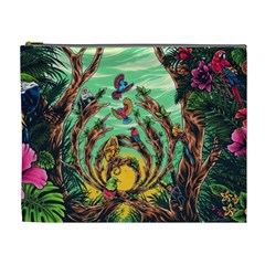 Monkey Tiger Bird Parrot Forest Jungle Style Cosmetic Bag (xl) by Grandong