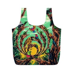 Monkey Tiger Bird Parrot Forest Jungle Style Full Print Recycle Bag (m) by Grandong