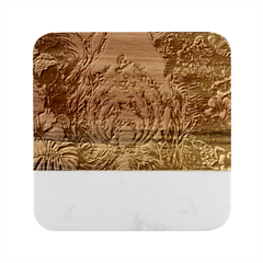 Monkey Tiger Bird Parrot Forest Jungle Style Marble Wood Coaster (square) by Grandong
