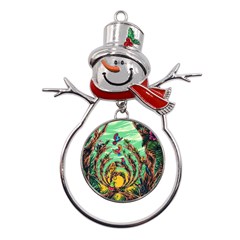 Monkey Tiger Bird Parrot Forest Jungle Style Metal Snowman Ornament by Grandong