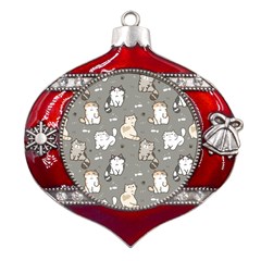 Cute Cat Pattern Cartoon Metal Snowflake And Bell Red Ornament by Cowasu