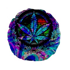 Cannabis Psychedelic Standard 15  Premium Flano Round Cushions by Cowasu