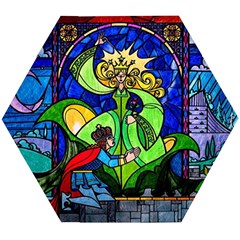Beauty Stained Glass Rose Wooden Puzzle Hexagon by Cowasu