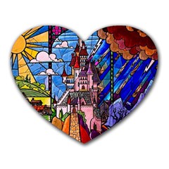 Beauty Stained Glass Castle Building Heart Mousepad by Cowasu