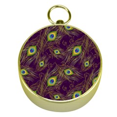 Peacock Feathers Pattern Gold Compasses by Cowasu