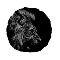 Angry Lion Black And White Standard 15  Premium Flano Round Cushions by Cowasu