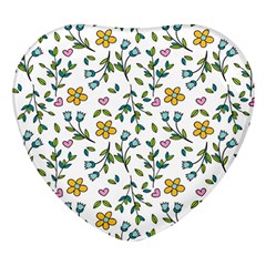Flower Floral Pattern Heart Glass Fridge Magnet (4 Pack)