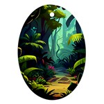 Rainforest Jungle Cartoon Animation Background Ornament (Oval)