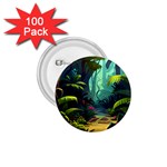 Rainforest Jungle Cartoon Animation Background 1.75  Buttons (100 pack) 